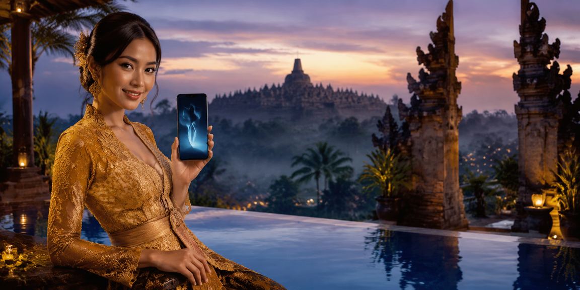 Model menggunakan aplikasi casino puma99 di smartphone dengan latar mewah