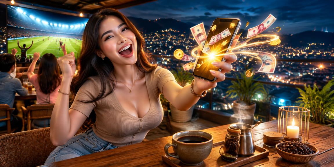 Promosi cashback dan bonus menarik dengan latar kopi Vietnam